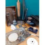 A miscellaneous lot to include 'O' gauge track, an ebonised stand, a Mappin & Webb silver plated tea
