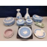 Ten pieces of Wedgwood Jasperware to include one lilac Location: 2:4