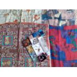 Two chiffon scarves with Picasso images and 2 other scarves together with a small amount of