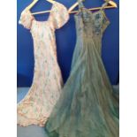 Mixed mid 20th Century ladies clothing to include a Ricci Michael's, Mayfair green netted and