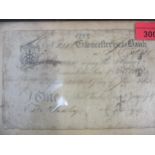 An 1814 £1 banknote drawn on the Gloucester Old Bank No. 2328 for Charles Evans and James Self,