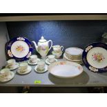 A Royal Doulton Glamis Thistle pattern part coffee set, Royal Doulton Claudia pattern plates and a
