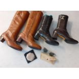 Two pairs of ladies leather boots to include tan trotters by T.Elliott & Sons and a pair of Bally