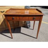 A yew wood single draw inset desk, 78cm h x 81cm w Location: