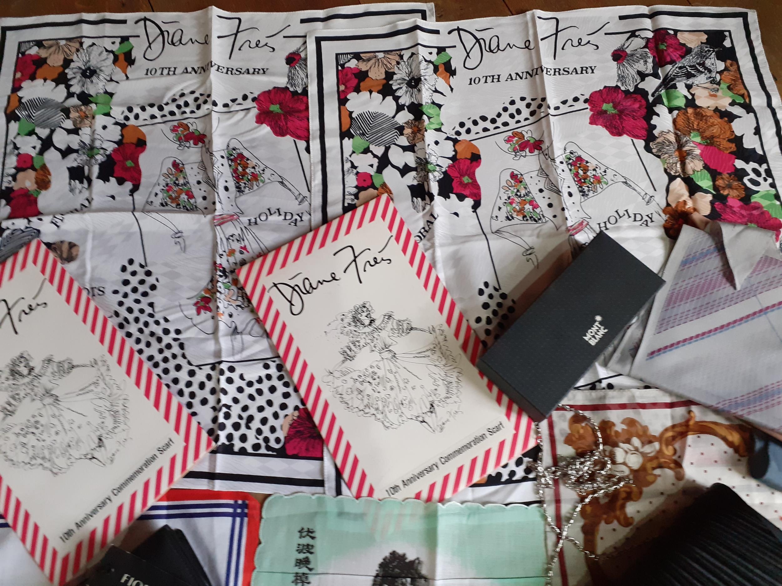 Vintage scarves and handkerchiefs to include 2 Diane Fres 10th Anniversary scarves with original - Image 3 of 3