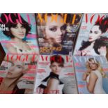 A quantity of 17 Vogue magazines in good order, 2011-2018, incomplete run.