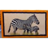 Hermes-A bath towel depicting a zebra, mounted on board, 130cm x170cm. Location:RAB