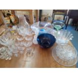 A quantity of domestic glassware to include champagne coupes and a Dartington vase Location: RAF