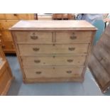 A Victorian pine chest of two short and three long drawers, 96cm h x 106cm w Location: