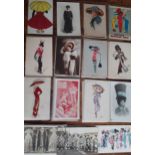 A quantity of mainly early 20th Century fashion and glamour postcards to include Parisian Les