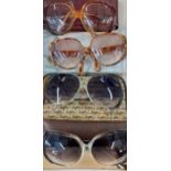 Four pairs of vintage lades over-sized sunglasses to include YSL and Christian Dior together with