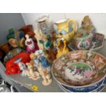 A mixed lot to include Japanese porcelain, figures to include Coalport ladies, Thorntons teapot