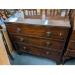 A 19th century mahogany small three drawer chest of drawers, 79cm h x 83cm w Location: