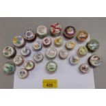 Small Staffordshire enamels IAN MARSHALL collectors trinket/pill boxes with images of flora,