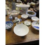 A group of modern Chinese ceramics, a Samon bowl, Chinese Canton enamelled pin dish, and an Oriental