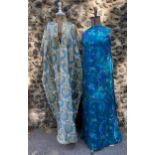 A quantity of Retro ladies clothing to include a Roger Lyndsay psychedelic full length gown, a