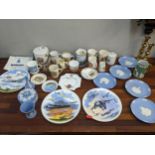 Collectable ceramics to include Dambuster, Wedgwood Jasper and commemorative plates, mugs, glasses