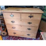 A Victorian pine chest of two short and three long drawers, 84cm h x 95cm w Location: