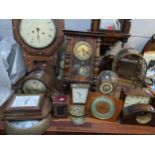 Mixed clocks and parts to include a Victorian wall clock anniversary clock, mantel clock and other