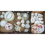 Mixed china to include a Crown Derby Avesbury plate, Buckingham Mystic Rose, Adderley and other