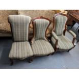 Three Victorian chairs to include an armchair and two side chairs Location: