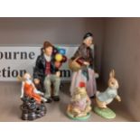 A Royal Doulton figure 'The Orange Lady' HN1754 together with two Beswick Beatrix Potter models,