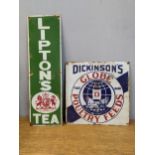 Two late 20th century enamelled advertising signs Dickinsons Globe Poultry Feeds 37cm sq, and