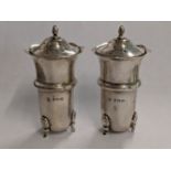 A pair of early 20th century silver salt shakers, hallmarked Birmingham 1914, 80.1g Location: