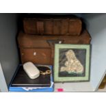 A mixed lot to include a metal trunk, Bible, costume jewellery and other items Location: LWB