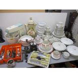 A mixed lot to include a selection of household china, silver plate and kitchenalia to include
