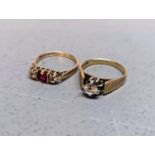 Two 9ct gold rings to include on e with central paste stone and other, 5.7g Location: