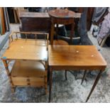 Mixed furniture to include an Edwardian plant stand, two tier lamp table and an occasional table