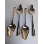 A set of mid 20th century silver grapefruit spoons, hallmarked Sheffield 1960, 82.2g Location: