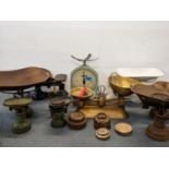 A selection of Victorian and later weighing scales and weights Location: