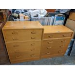 Two G Plan oak chest of drawers, one with five drawers and the other four drawers Location: