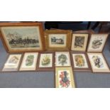 A mixed lot to include framed and glazed pictures and engravings to include Kernoff Working Man,