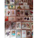 A quantity of early 20th Century greetings postcards, 1906-1930, to include birthdays, Valentines