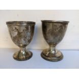 Two early 20th century silver egg cups, 72.1g Location: