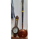 A Victorian mahogany barometer having a scroll case and a silvered dial 102cm h x 31.5cm w A/F,