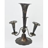 An Edwardian silver epergne, Birmingham 1907, with central trumpet vase and three smaller ones, each