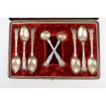 A cased set of Victorian silver teaspoons and salt spoons by Josiah Williams & Co (George Maudsley