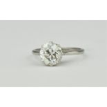 A platinum and solitaire diamond ring, brilliant cut, approx. 1.82ct, size N 1/2, clarity I3