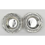 A pair of Edwardian silver grape dishes by the Keswick School of Industrial Art, Chester 1906, of