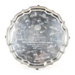 An Elizabeth II silver salver by Francis Howard Ltd, Sheffield 1973, of circular form with pinched