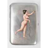 An early 20th century Austrian silver and enamelled cigarette case, of rectangular cushioned form