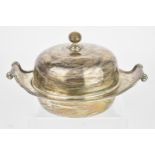 A George V silver muffin dish by Roberts & Belk Ltd, Sheffield 1924, with domed lid mounted with a