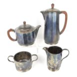 An Elizabeth II silver four piece tea service by Benjamin John Blake, Birmingham 1958, comprising