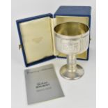 An Elizabeth II silver jubilee commemorative goblet by Christopher Nigel Lawrence, limited edition