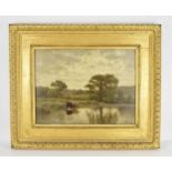 British School, 19th century, 'The Mill', depicting a pastoral scene with cattle drinking by a lake,