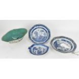 A small collection of Chinese porcelain, to include a near pair of 18th century blue and white